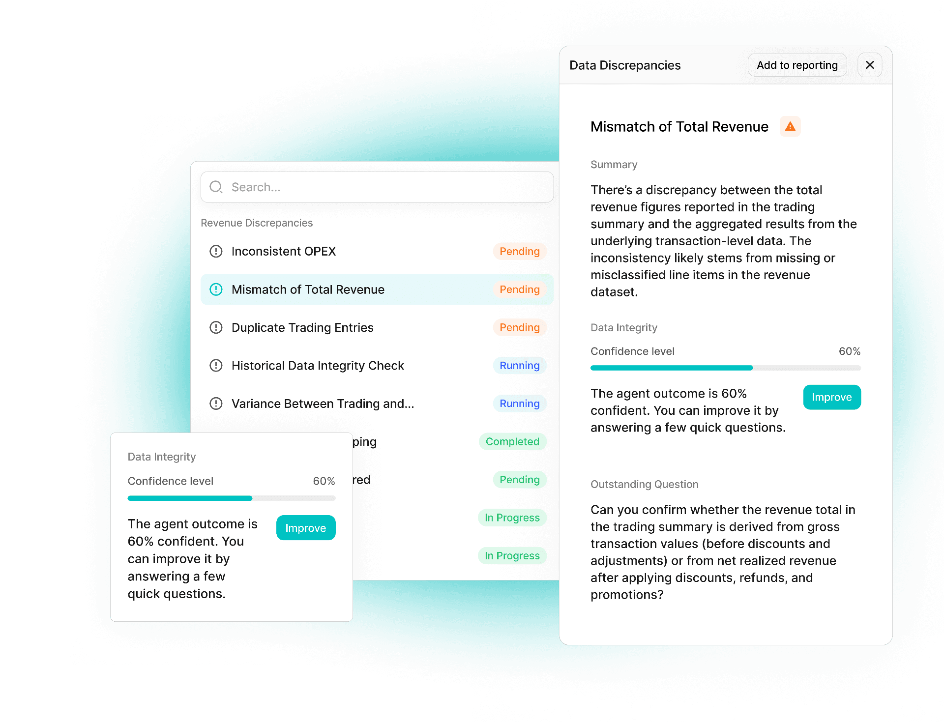 Discrepancy identification interface